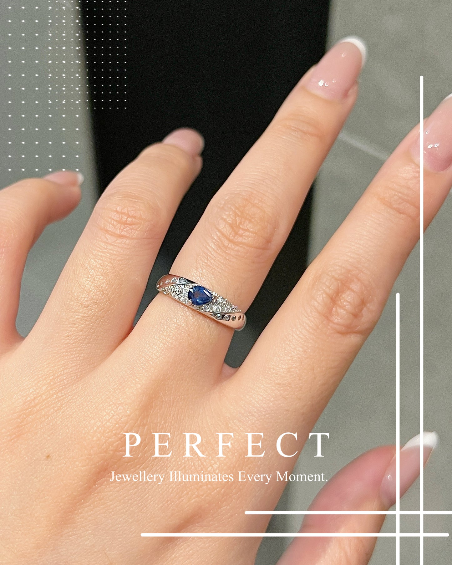 ✨0.4ct Blue Sapphire S925 Ring | 💧水滴藍寶石粗版戒指✨