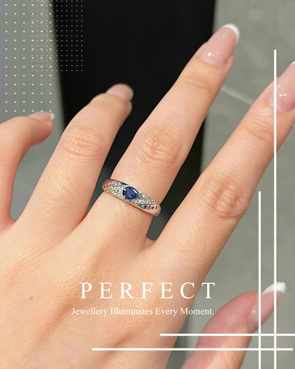 ✨0.4ct Blue Sapphire S925 Ring | 💧水滴藍寶石粗版戒指✨