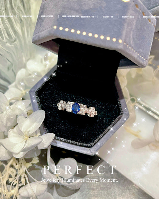 ✨0.35ct Blue Sapphire S925 Ring |藍寶石梯方戒指✨
