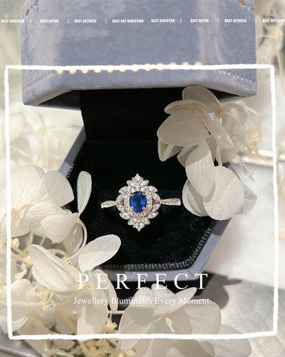 ✨0.45ct Blue Sapphire S925 Ring | 藍寶石繁花戒指🌸✨
