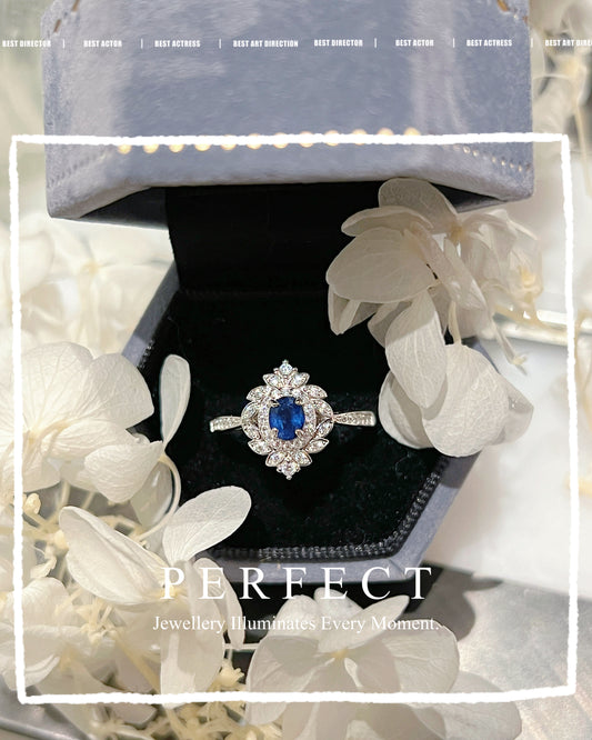 ✨0.45ct Blue Sapphire S925 Ring | 藍寶石繁花戒指🌸✨