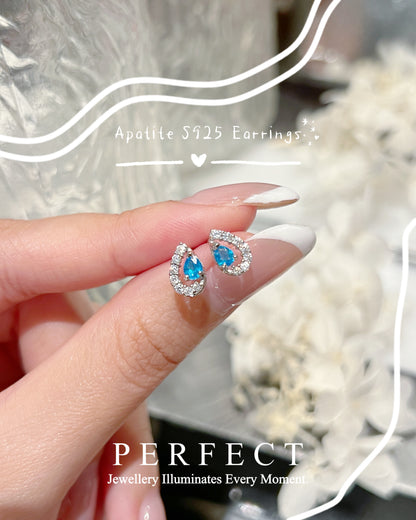 ✨0.5ct Apatite S925 Earrings 💧| 藍磷灰水滴耳釘✨🧊