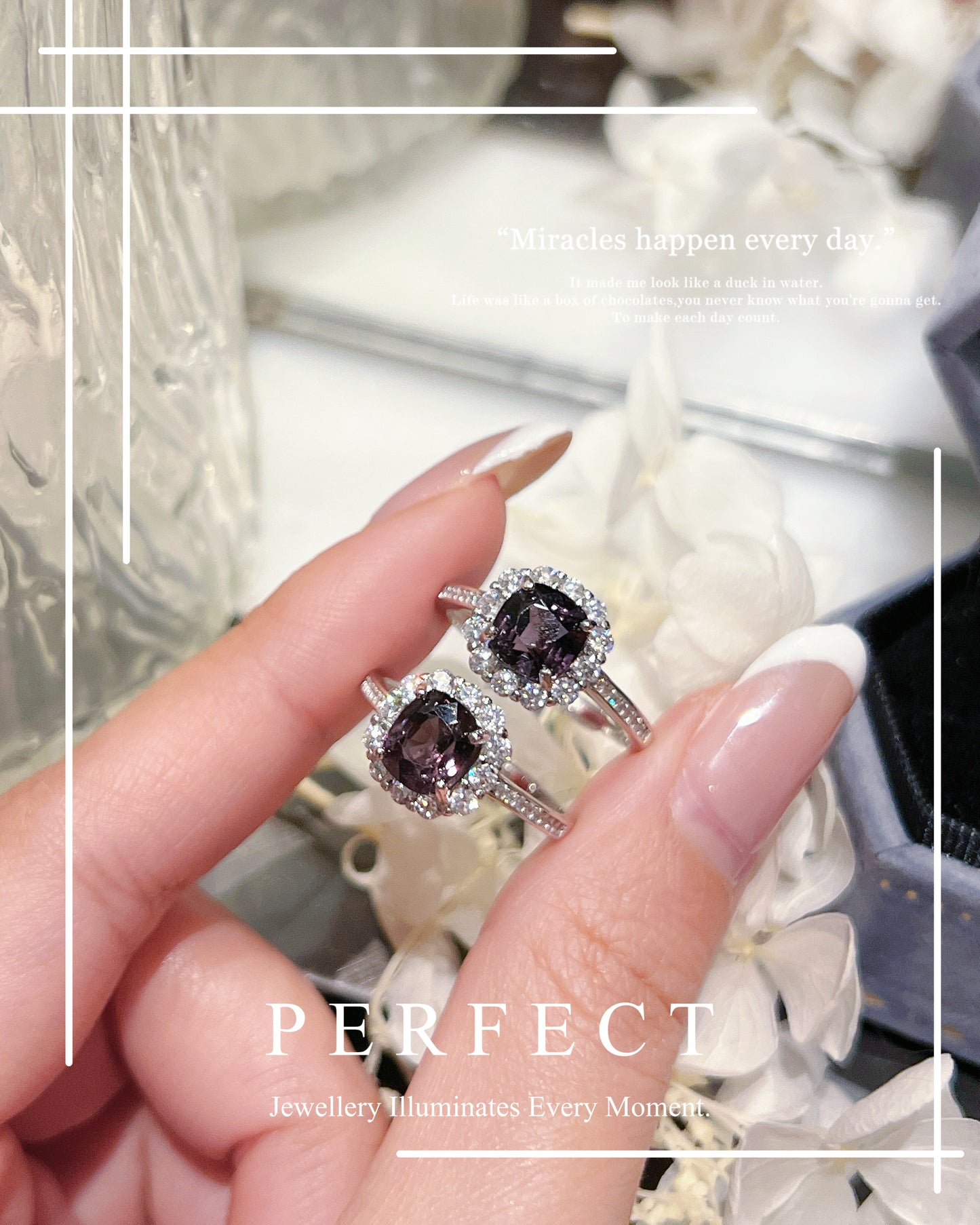 2.5ct Greyish Purple Spinel S925 Ring | 灰紫尖晶石方形戒指