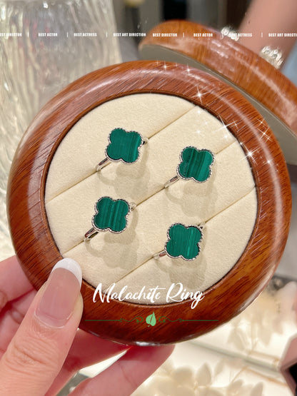 ✨💚Malachite Clover Brass Ring |孔雀石四葉草🍀戒指✨