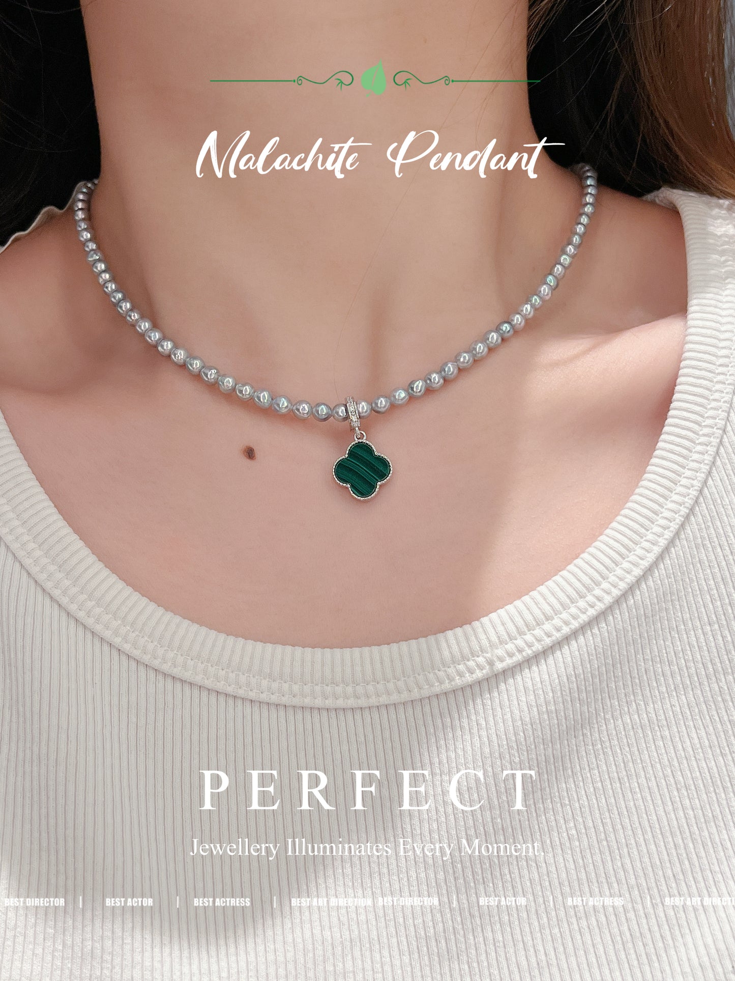✨Malachite Brass Pendant | 孔雀石四葉草🍀萬用扣吊墜✨