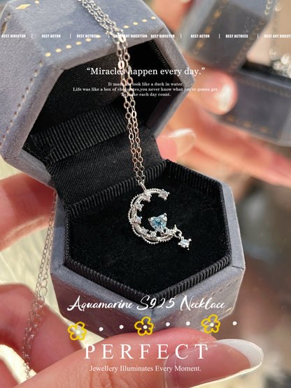 ✨Aquamarine S925 Necklace | 海藍寶月牙海浪🌊頸鏈✨