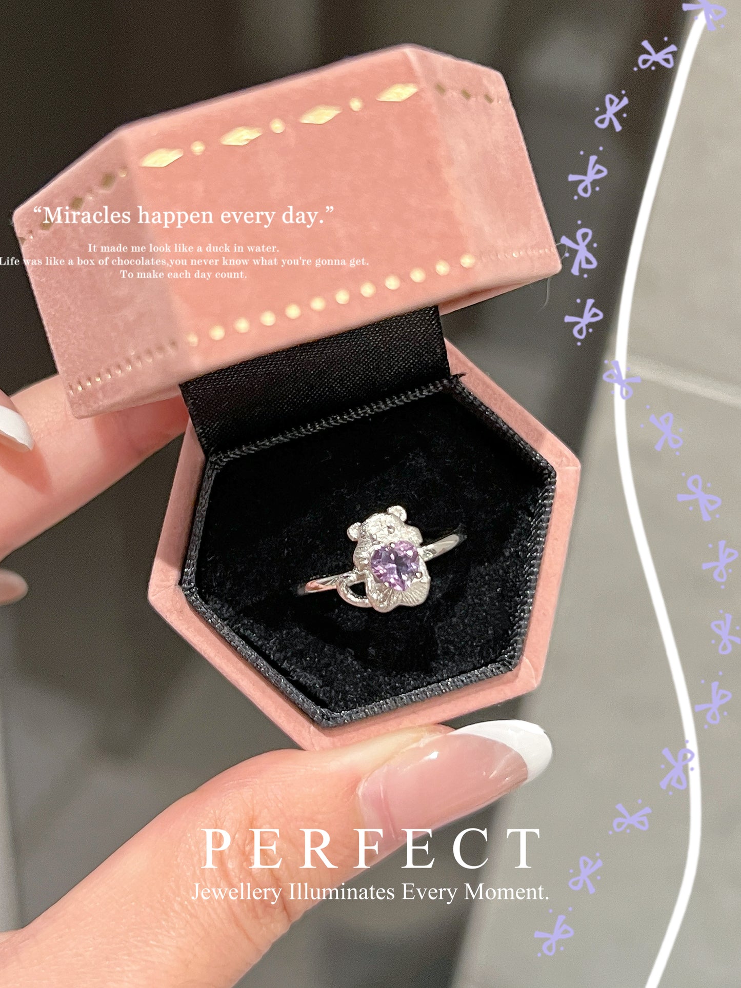 Amethyst Hamster S925 Set | 紫水晶小倉鼠頸鏈+戒指