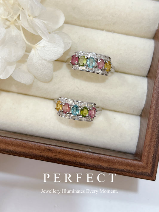 Rainbow Tourmaline S925 Ring ｜彩虹碧璽排戒