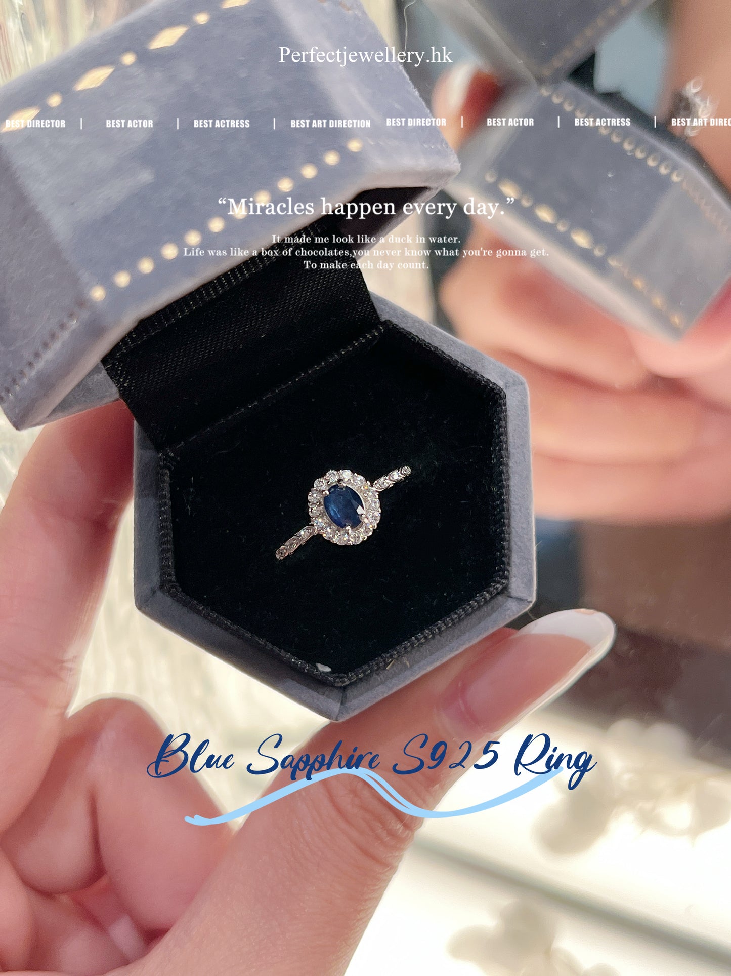 0.4ct Blue Sapphire S925 Ring | 藍寶石精緻圍鑲戒指