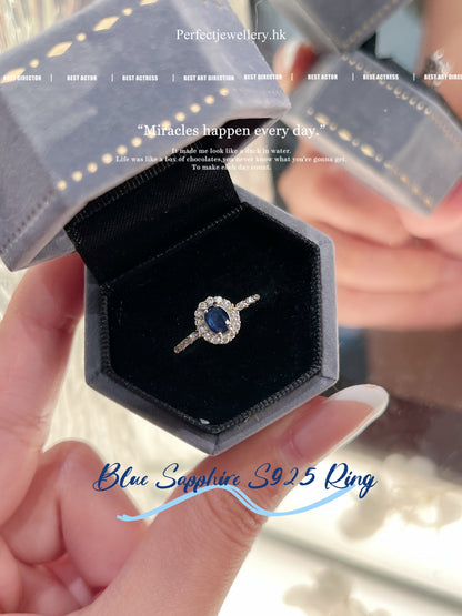 0.4ct Blue Sapphire S925 Ring | 藍寶石精緻圍鑲戒指