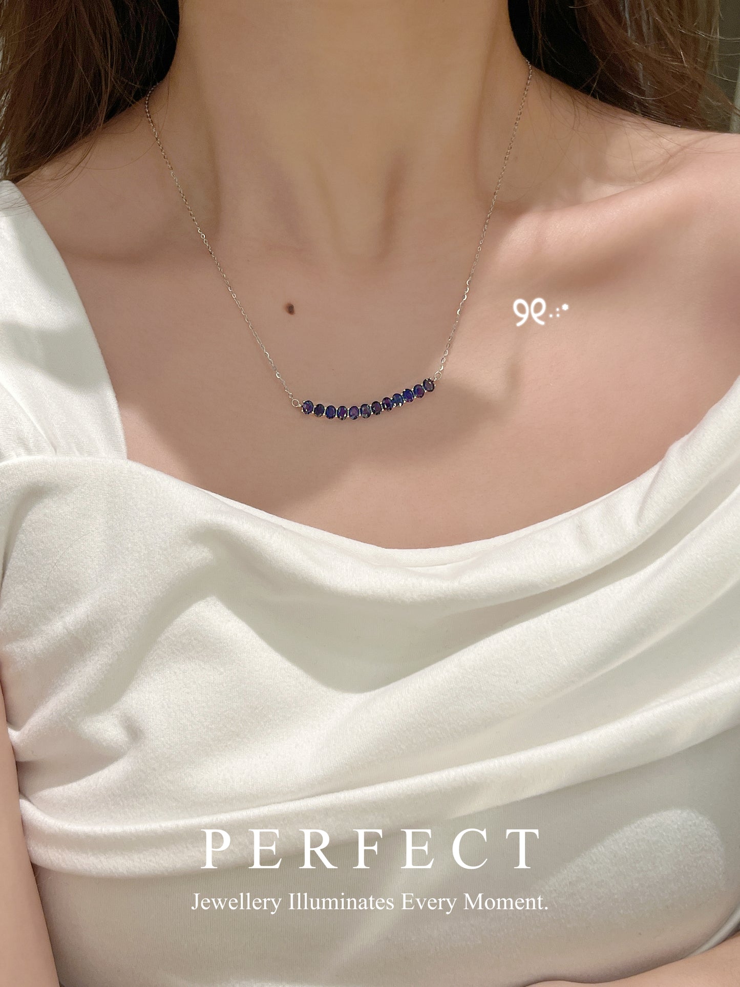 3.5ct Blue Sapphire S925 Necklace | 藍寶石微笑頸鏈