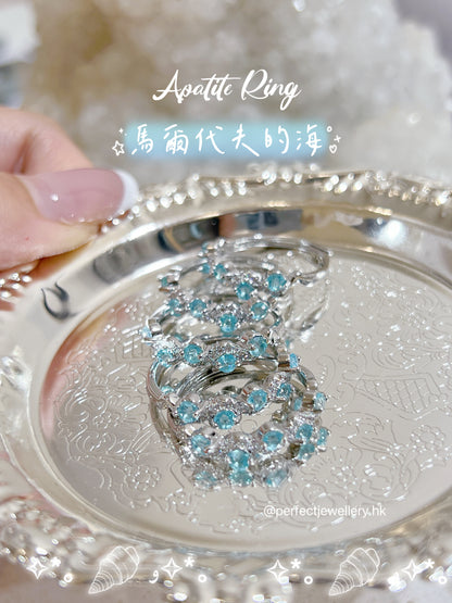 Apatite Brass Ring | 藍磷灰波浪戒指💙