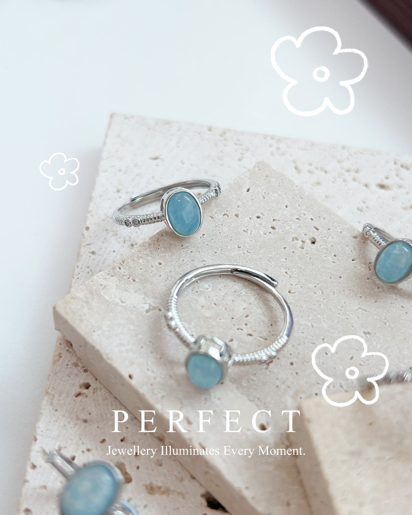Aquamarine Brass Ring | 海藍寶橢圓戒指