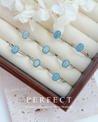 Aquamarine Brass Ring | 海藍寶橢圓戒指