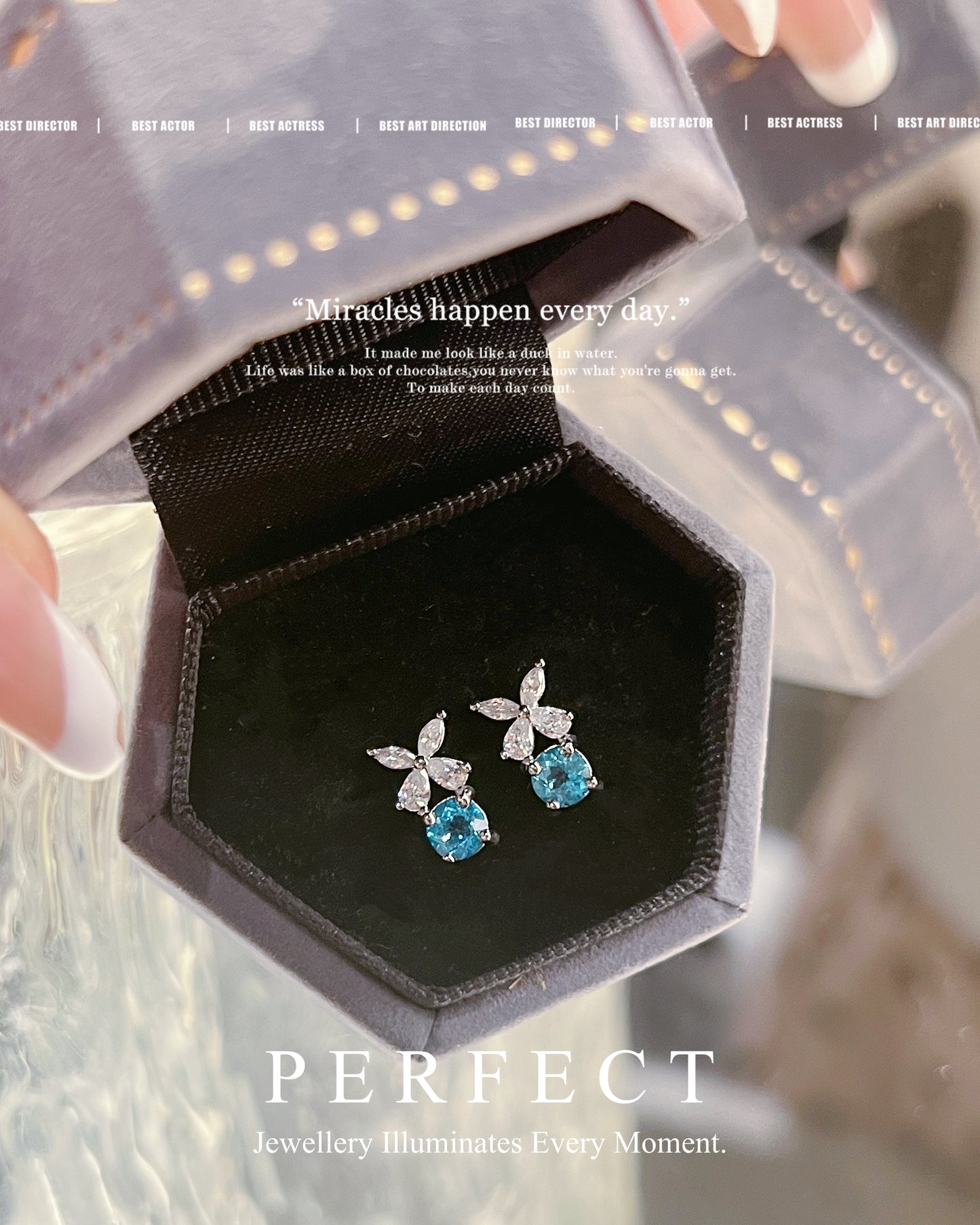 ✨0.5ct Topaz🦋 Clover Earrings | 托帕石四葉草耳釘✨💙