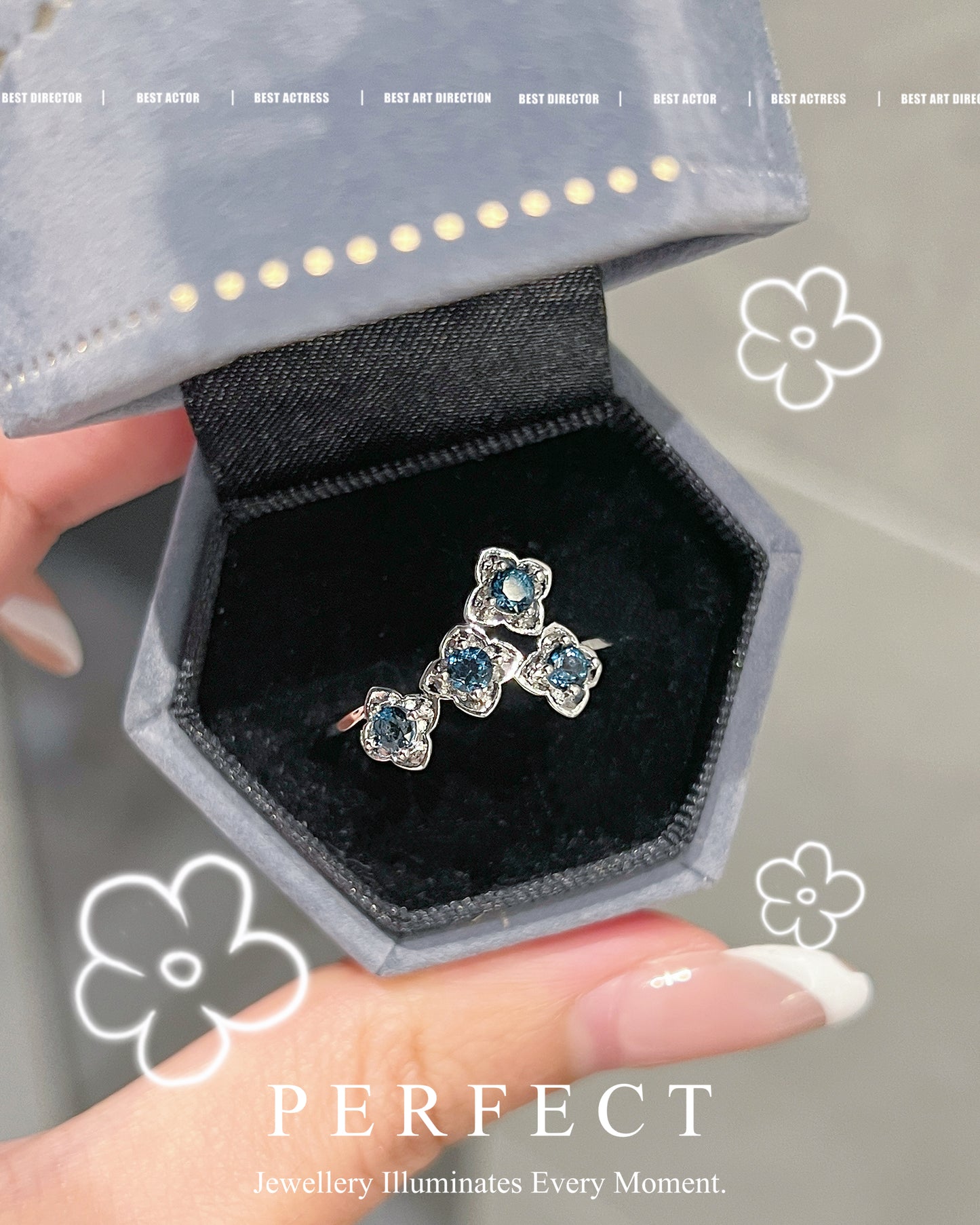 London Blue Topaz Brass Ring |倫敦藍繁花戒指🌸✨