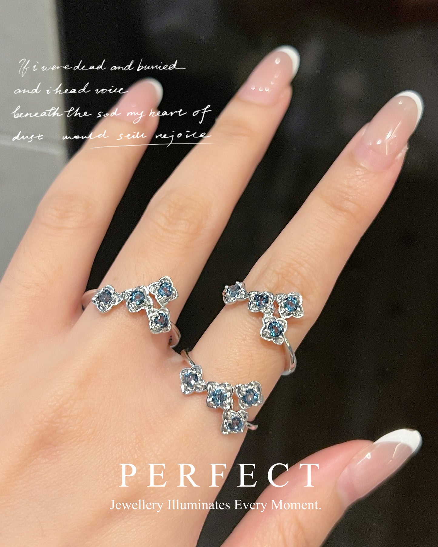 London Blue Topaz Brass Ring |倫敦藍繁花戒指🌸✨