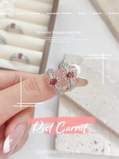 Red Garnet Brass Ring | 紅石榴蕾絲戒指♥️✨
