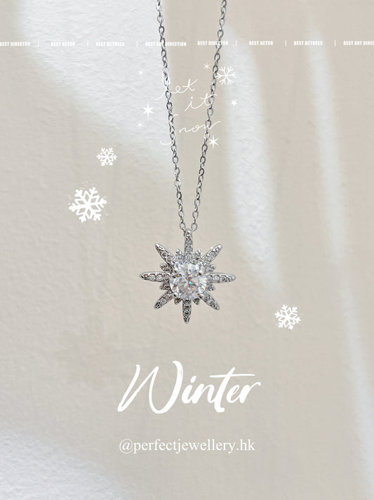 Winter❄️ 1ct Moissanite Snowflake Necklace | 莫桑雪花🩵頸鏈