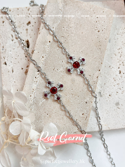 0.4ct Red Garnet Cross Bracelet | 紅石榴十字架手鏈✨♥️