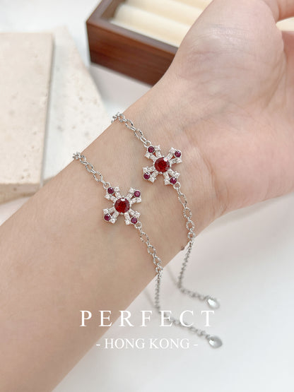 0.4ct Red Garnet Cross Bracelet | 紅石榴十字架手鏈✨♥️