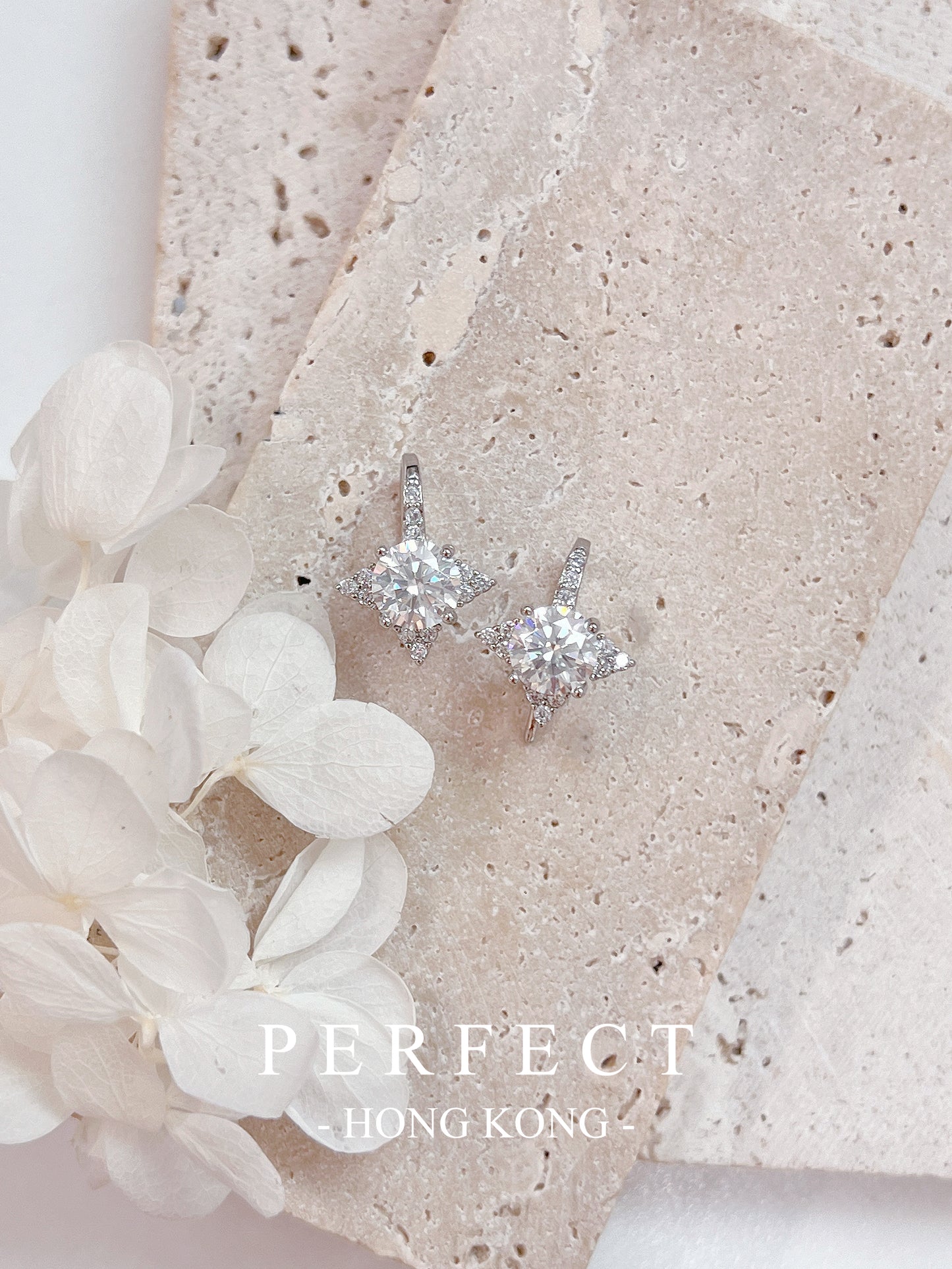 2ct Moissanite Morning Star Brass Earrings | 2卡莫桑石晨星耳釘