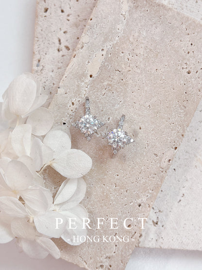 2ct Moissanite Morning Star Brass Earrings | 2卡莫桑石晨星耳釘
