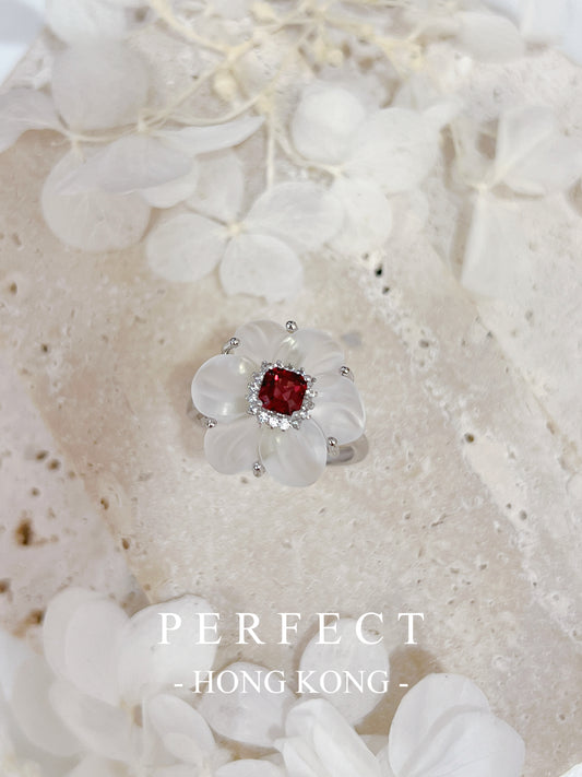 0.4ct Red Garnet Clear Quartz 🌸S925 Ring | 紅石榴白水晶戒指♥️✨