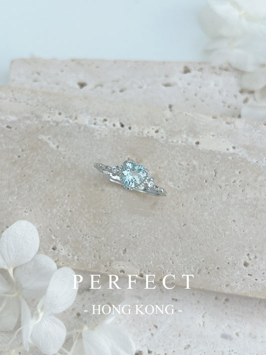 1ct 💧Aquamarine Heart S925 Ring | 海藍寶愛心三石戒指🩵✨
