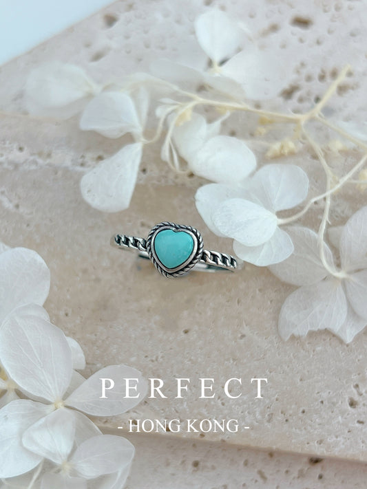 Turquoise Vintage S925 Ring | 綠松石愛心復古戒指🩵✨