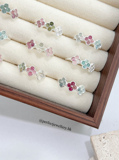 Tourmaline Brass Ring | 糖果碧璽銀白色戒指