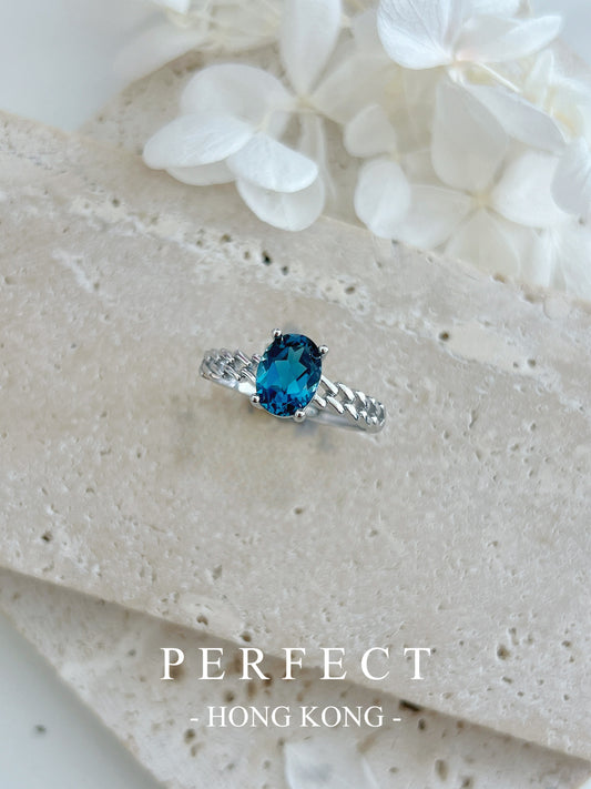 1ct London Blue Topaz S925 Ring | 倫敦藍托帕石鎖鏈戒指💙✨
