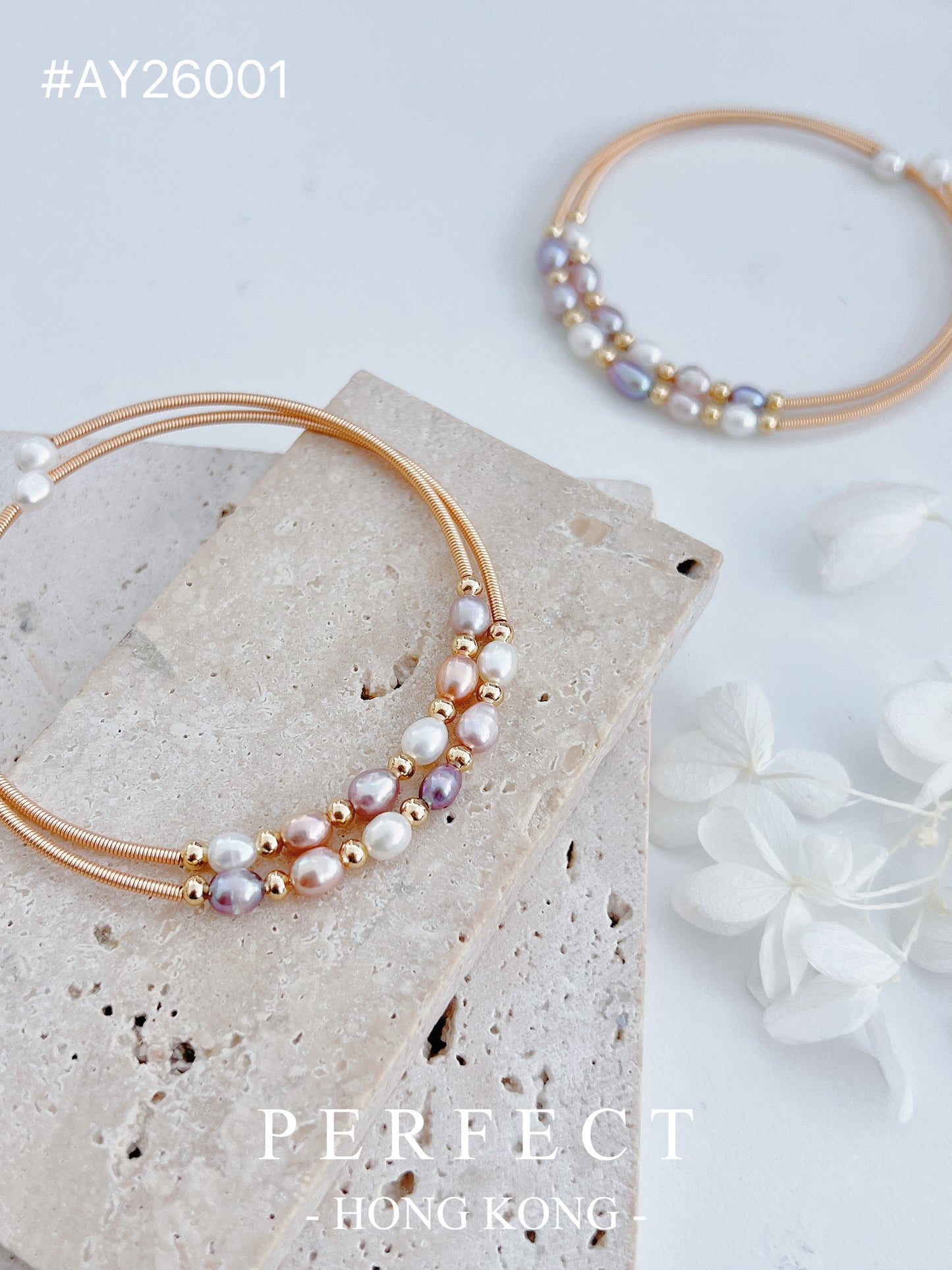 Candy Freshwater Pearl Brass Bangle | 糖果🍭珍珠繞線手鐲✨