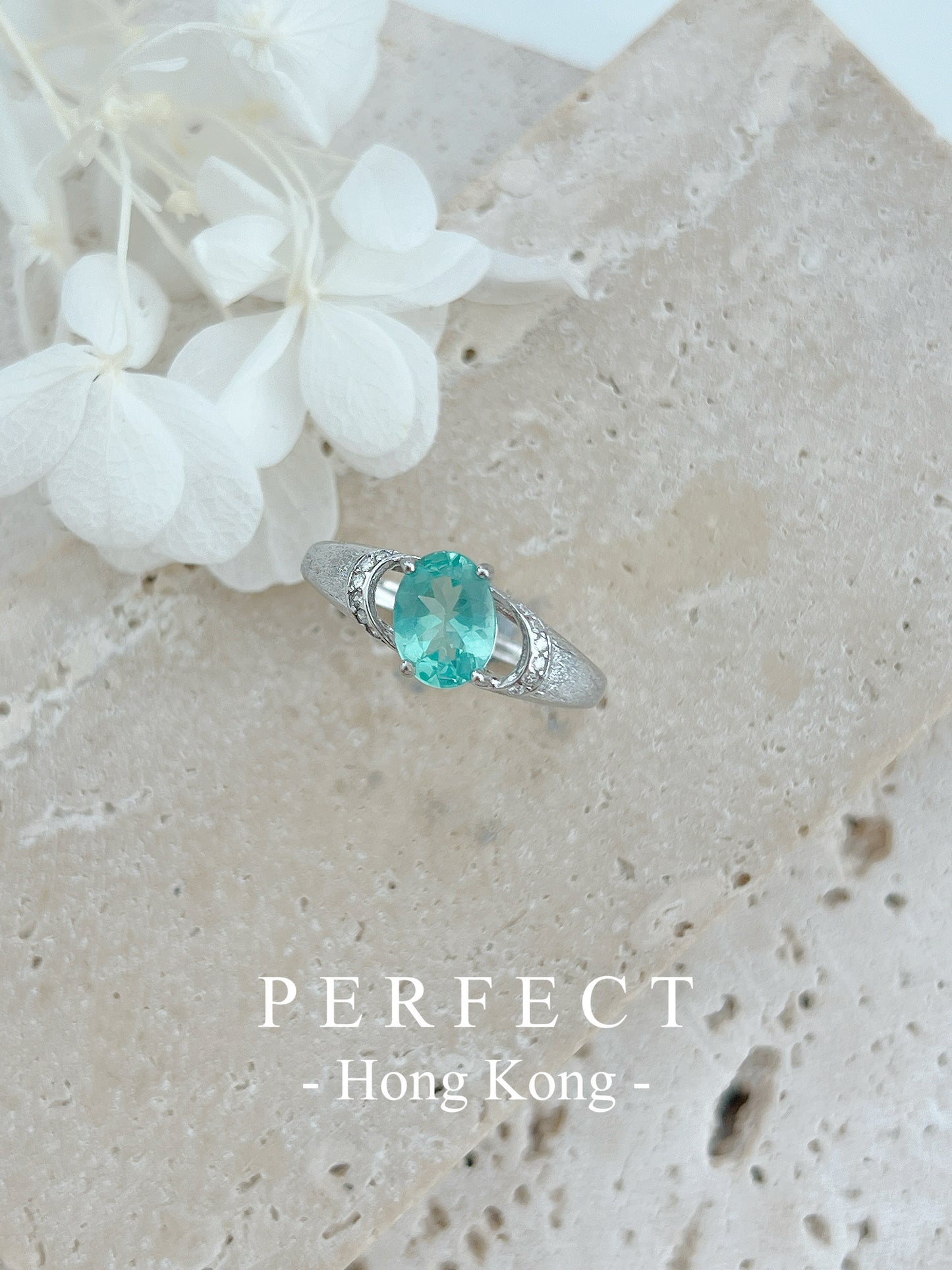 1.5ct Apatite S925 Ring | 磷灰石磨沙戒指✨🩵