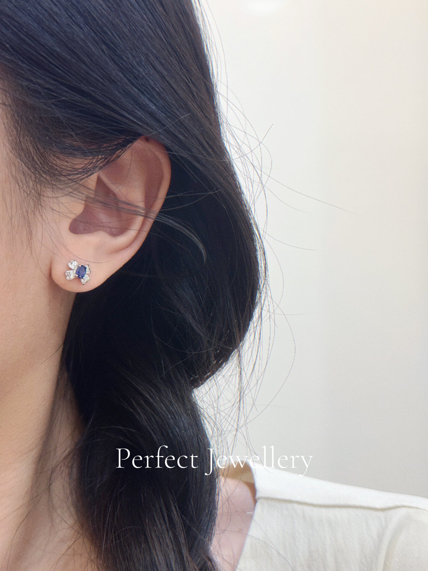 0.5ct Blue Sapphire S925 Earrings | 藍寶石蝴蝶結耳釘