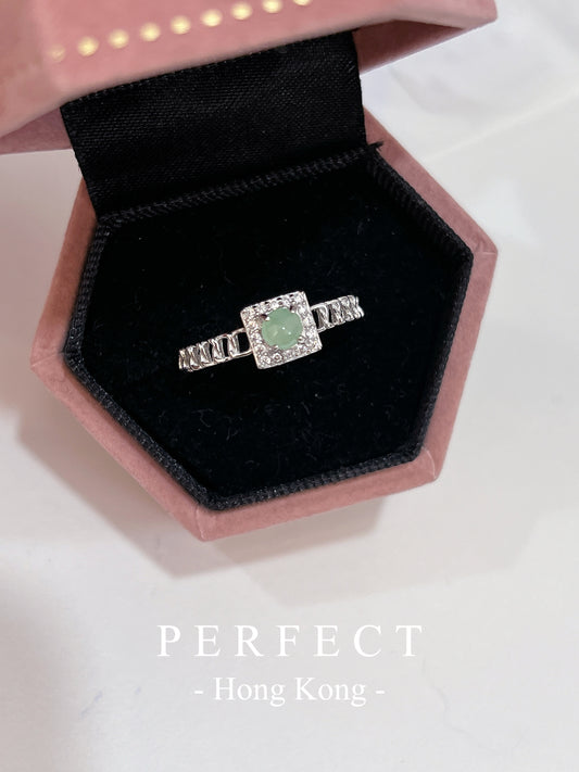 Jade S925 RIng | 方形翡翠鎖鏈戒指