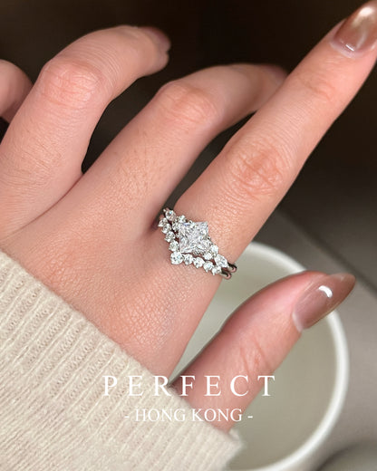 Snowflake Cubic Zirconia S925 Set Ring | 雪花高碳鑽方糖S925套裝戒指💍✨