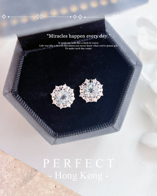 ✨💙Aquamarine S925 Earrings ｜海藍寶雪花耳釘❄️✨