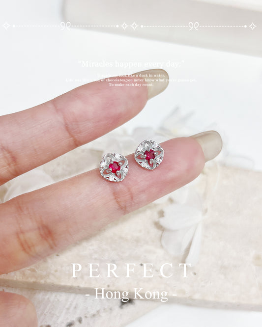 ✨Red Spinel S925 Earrings | 紅尖晶蕾絲耳釘✨♥️