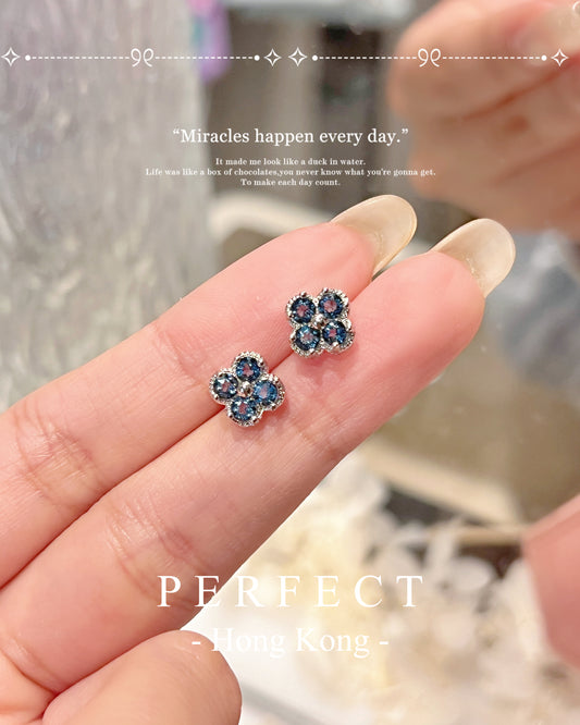 ✨London Blue Topaz Clover Earrings ｜倫敦藍托帕石四葉草🍀耳釘✨