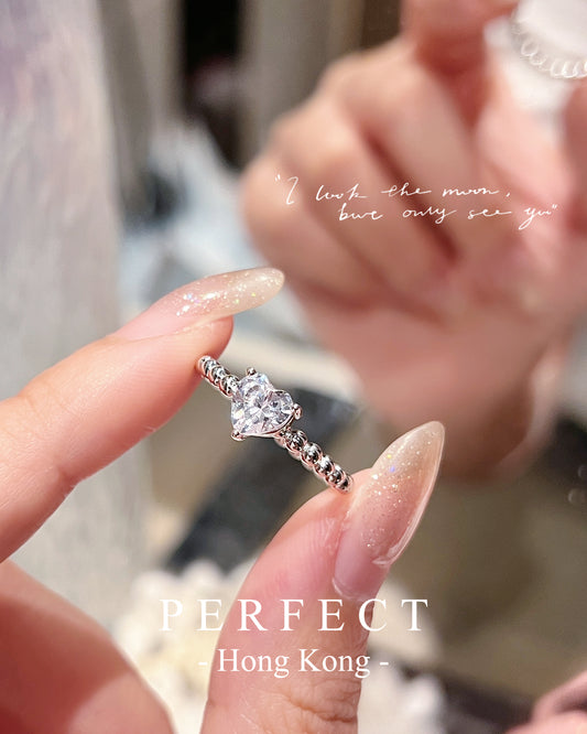 Bubble Heart Cubic Ziconia S925 Ring✨｜高碳鑽泡泡愛心S925戒指
