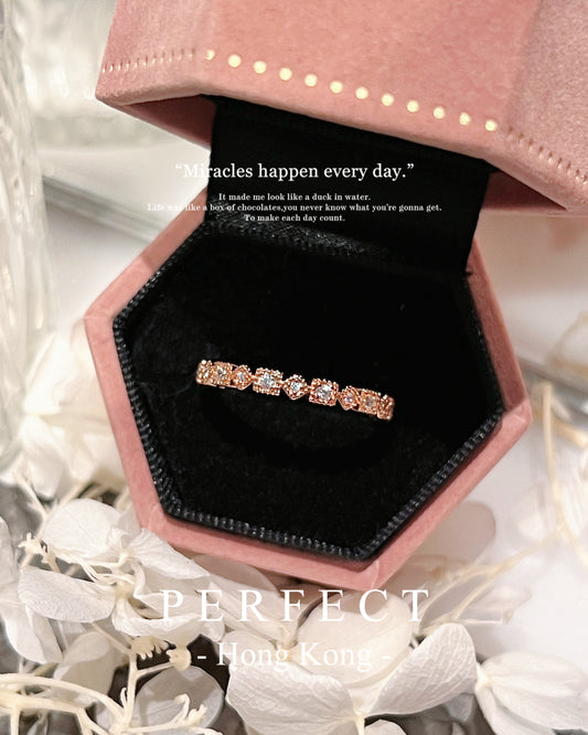 Lace Cubic Zirconia S925 Ring✨｜高碳鑽蕾絲方玫瑰金S925戒指