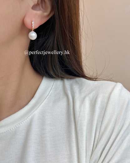 ✨9-9.5mm Freshwater Pearl S925 Earrings | 淡水珍珠三石耳釘✨