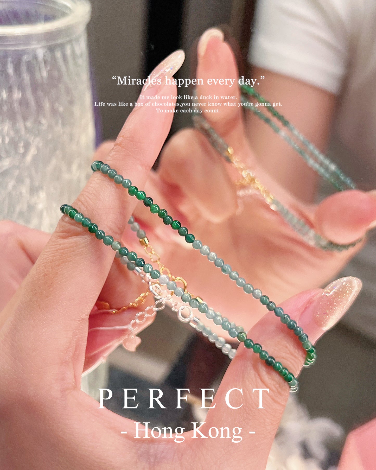 2.5mm Jadeite Jade S925 Bracelet 翡翠漸變 S925 手鍊