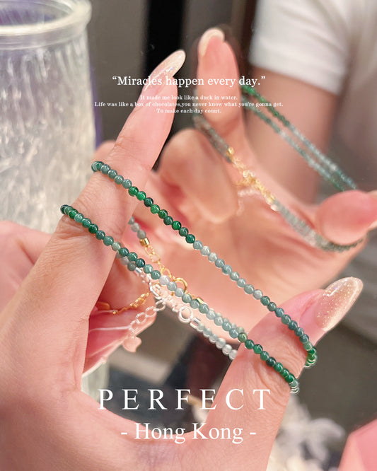 2.5mm Jadeite Jade S925 Bracelet 翡翠漸變 S925 手鍊