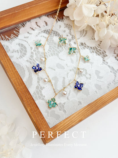 Blossom Brass Necklace & Earrings Set | 繁花系列套裝