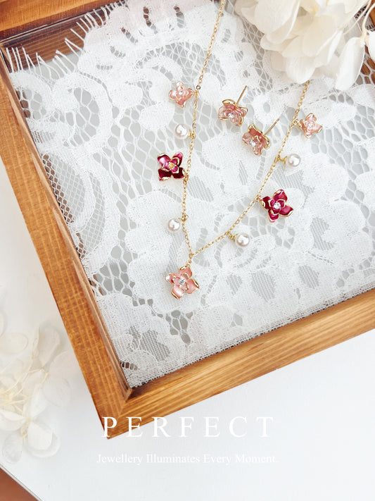 Blossom Brass Necklace & Earrings Set | 繁花系列套裝