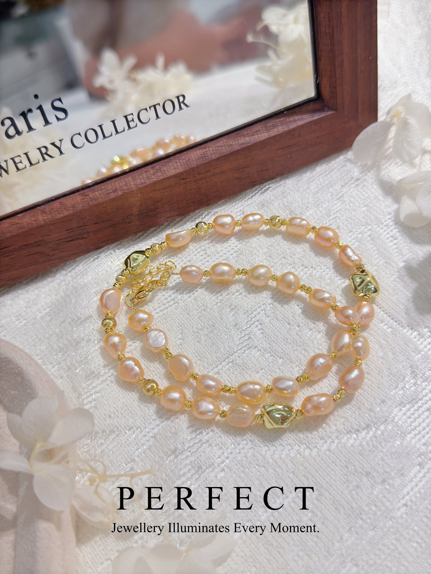 ✨Freshwater Baroque Pearl Necklace ｜淡水粉橙巴洛克珍珠項鏈✨🌆