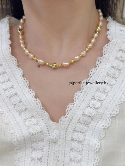 ✨Freshwater Baroque Pearl Necklace ｜淡水粉橙巴洛克珍珠項鏈✨🌆