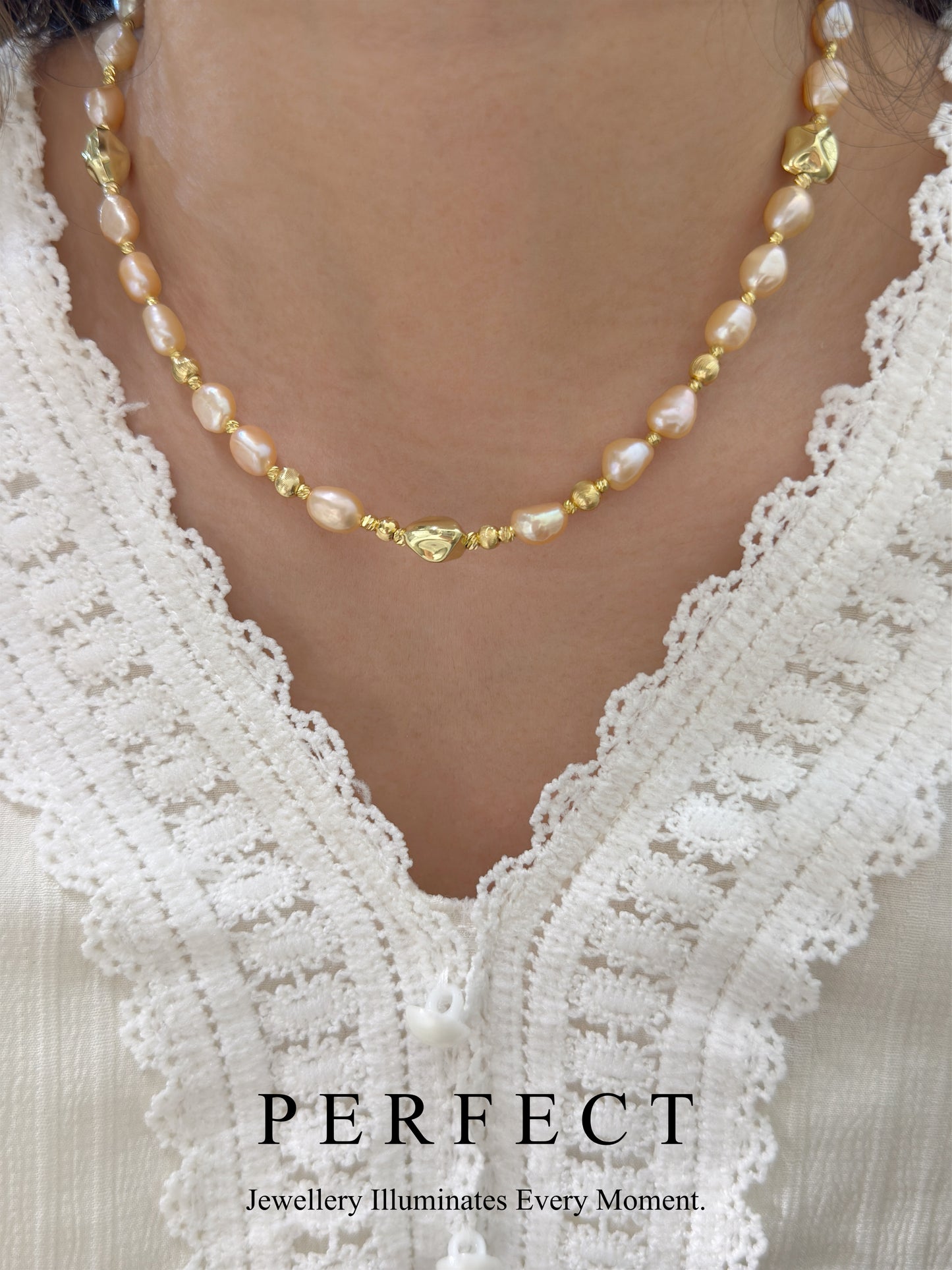 ✨Freshwater Baroque Pearl Necklace ｜淡水粉橙巴洛克珍珠項鏈✨🌆